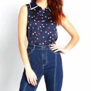 NWT ModCloth Sleeveless Polka Dot Collared Top Size 3X